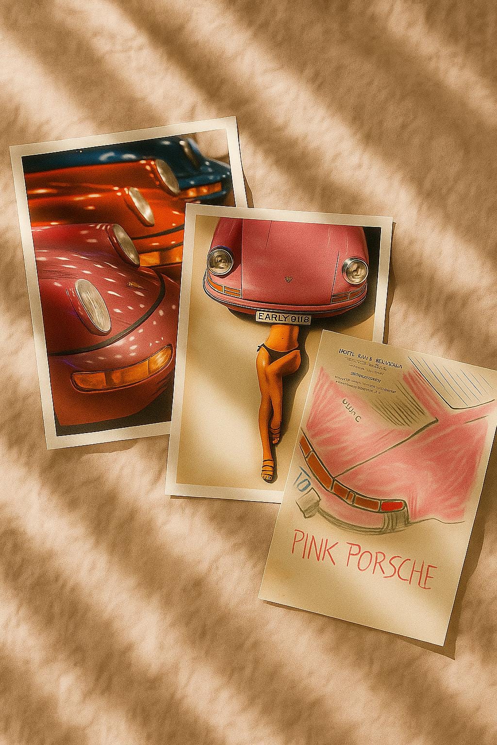 Retro Porsche Wall Art Prints Set of 3 | Pink 90s Car Girl Digital Download Posters & Bold Auto Decor for Her Room