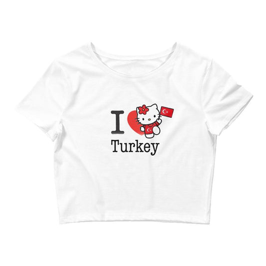 I Love Turkey Kitty Crop Top